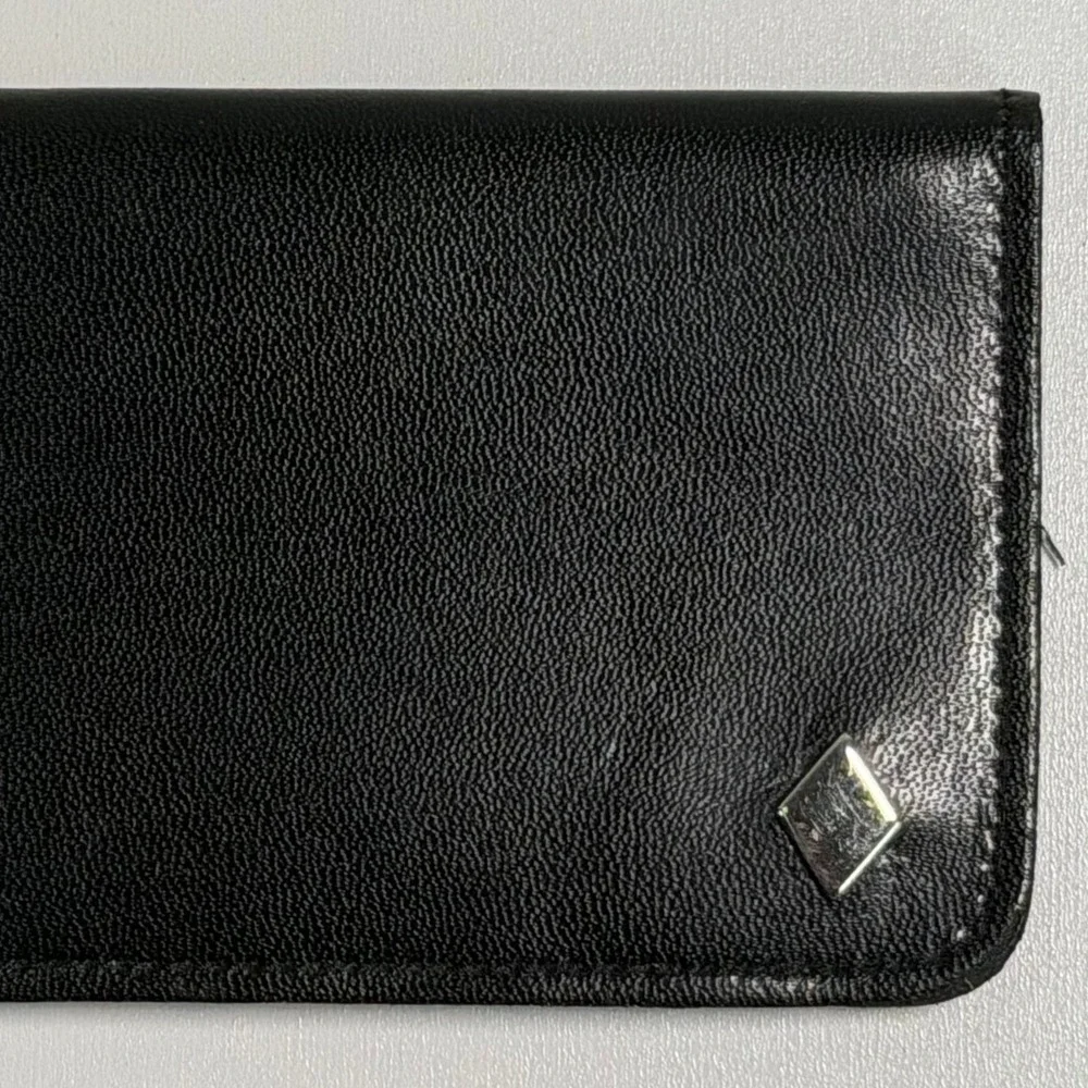 Vintage Black Leather Checkbook Wallet BiFold Western Card‎ Holder Trucker